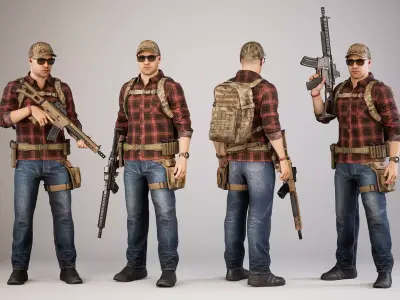 Casual Soldier 22 Low-poly 3D model