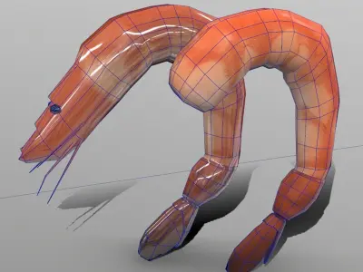 Shrimp three Low-poly 3D model