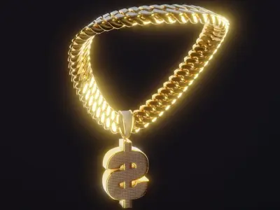 Cash Symbol Diamond Chain Low-poly 3D model