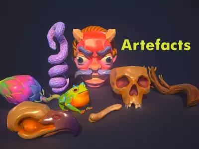 Artefacts Pack Low-poly 3D model