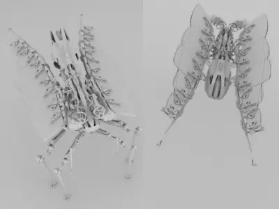 mechafly skeleton insect with wings 3D model