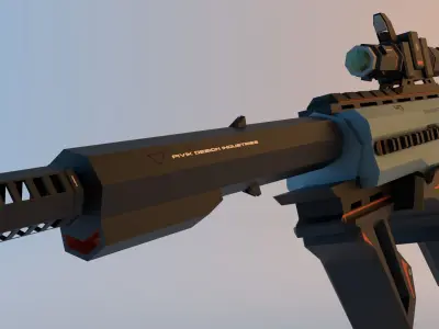 HI-TECH Assault-rifle Low-Poly Low-poly 3D model