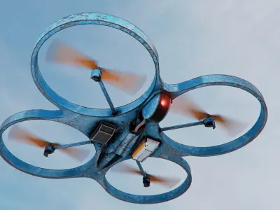 Quadcopter with camera Low-poly 3D model