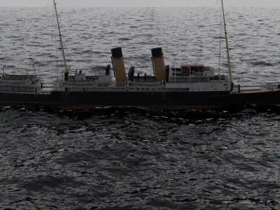 Ship in the Middle of Ocean Animation 3D model