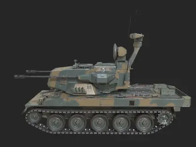 2 coatings of JSDF Type 87 self-propelled anti-aircraft gun Low-poly 3D model