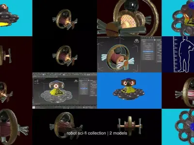 robot sci-fi collection 3D Model Pack purchase