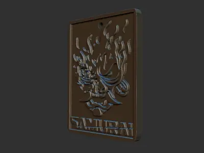 cyberpunk inspired samurai dog tag necklace pendant 3D print model