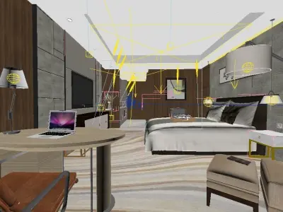 Modern Luxury Hotel Room Design 3D model