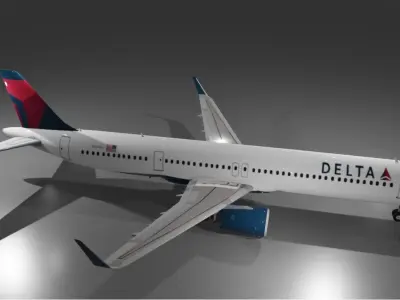 Delta airlines airbus a321neo 3d model Low-poly 3D model