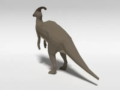 Low Poly Cartoon Parasaurolophus Dinosaur Low-poly 3D model