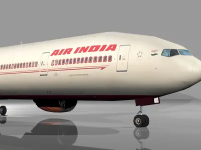 Boeing 777 low polygon Low-poly 3D model Air India Low-poly 3D model