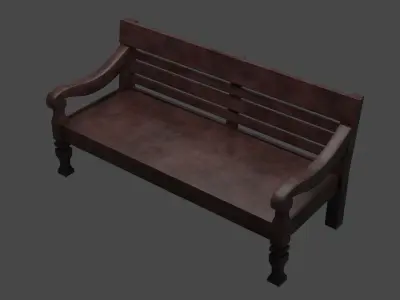 Javanese style wooden sofa Free low-poly 3D model