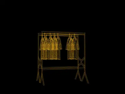 Cyberpunk Laundry Room Hanging Clothes Game-Ready Low-poly 3D model