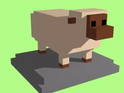 VOXEL SHEEP - MODEL 9 Low-poly 3D model