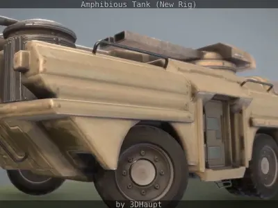 Amphibious Tank New Rig Free low-poly 3D model