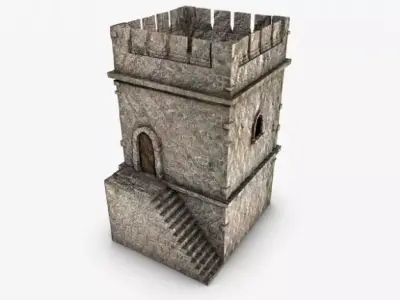 Crenelated Castle Tower 3D model