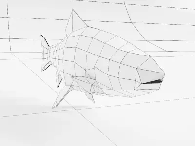 Rainbow trout fish low poly 3d model  Low-poly 3D model