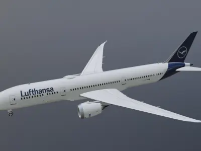 Lufthansa Boeing 787-9 Dreamliner low poly 3D model Low-poly 3D model