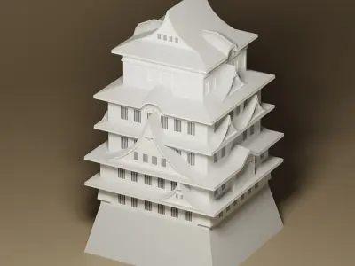 Cartoon Japanese Himeji Castle 3D model