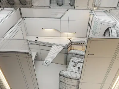 modern airplane Interior 3D Model Vray Fstorm 3D model