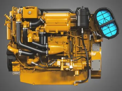 3406C Engine - 6 Cylinder Industerial Diesel Engine  3D model