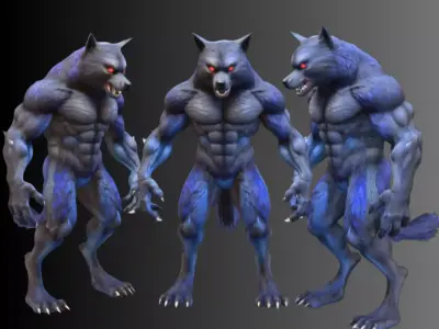  A formidable bipedal werewolf Free low-poly 3D model