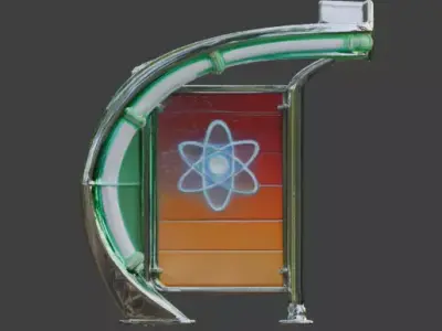 Retro-Futuristic Atompunk Bus Stop 3d Low-poly 3D model
