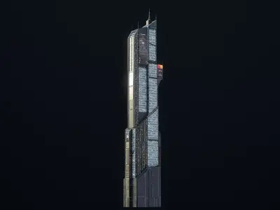 Sci-Fi Futuristic Skyscraper PBR 11 3D model