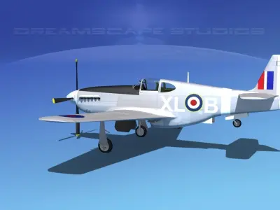 North American Mustang X RAF V08 3D model