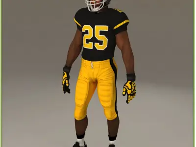 Black American Football Player CG 3D model
