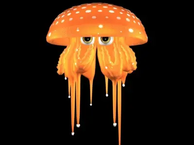 3D Cartoon Jellyfish  Low-poly 3D model