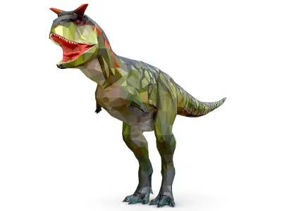Dinosaur Carno Green Lowpoly Art Style Animal Low-poly 3D model