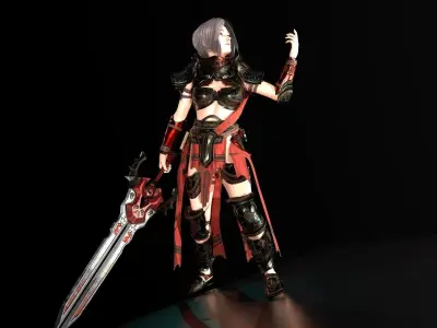 Paladin Woman Low-poly 3D model