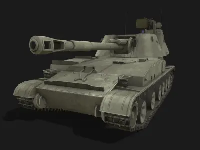 Tank 2s3 Akatsiya Low-poly 3D model