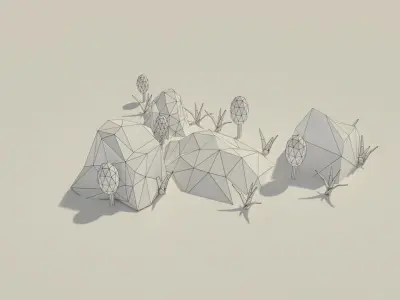 Low Poly Rocks and Plants Low-poly 3D model