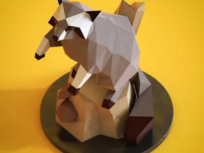 Low poly Racoon figurine 3D model
