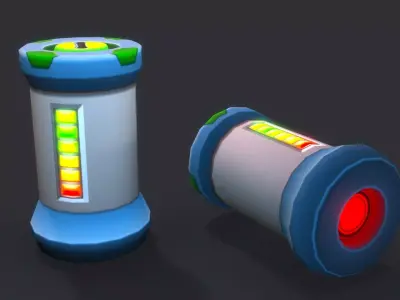 Battery with parametric  texture Low-poly 3D model
