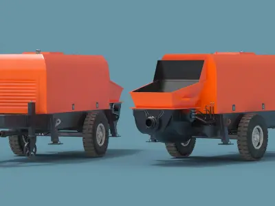 Portable Concrete Pump on Wheeled Chassis 3D model