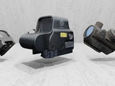 Holographic Reflex Sight Low Poly Game Scope FBX and Blend Low-poly 3D model
