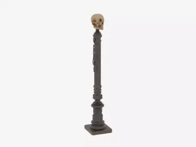 3D Detailed Gothic Wrought Iron Lantern with Skull 3D model