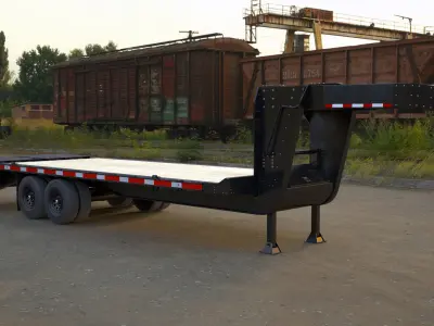 Gooseneck Hauler Pickup Trailer 3D model