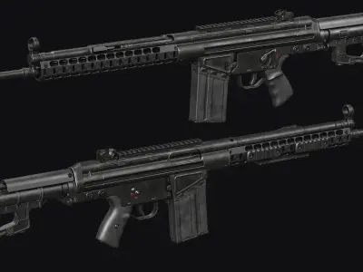 G3-AK4 Rifle Low-poly 3D model