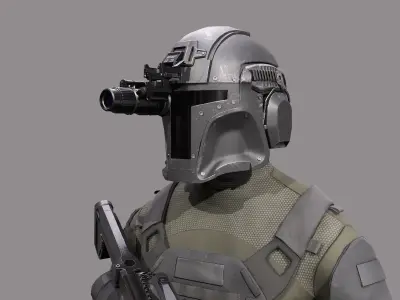 Soldier game ready character Low-poly 3D model