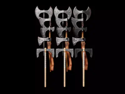 Viking Axe Pack Low-poly 3D model
