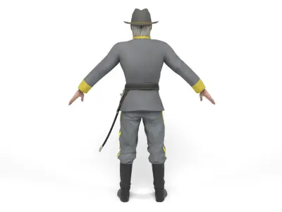 Confederate Officer Low-poly 3D model