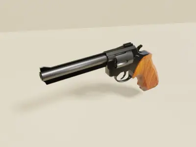 Black Revolver 44 - Wood Magnum Gun - Weapon - Arma Low-poly 3D model