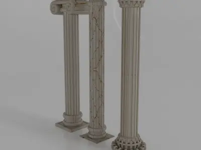 High Detail Greco-Roman PBR Marble Classical Column Collection 3D model