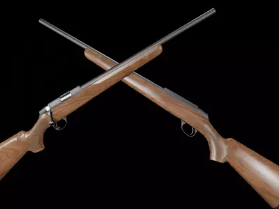 Low Poly 22 LR Hunting Rifle Game Ready Low-poly 3D model