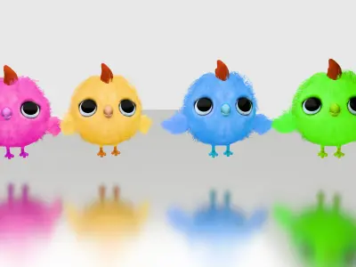 Baby Chicken 3D Character Rigged Animated Low-poly 3D model