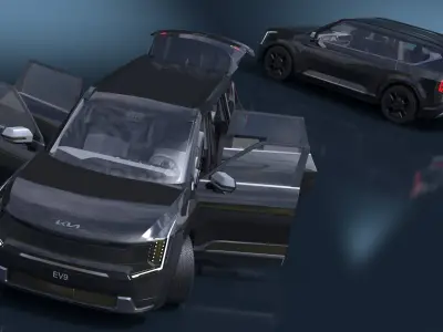KIA EV9 Luxury SUV Black Rigged 3D model